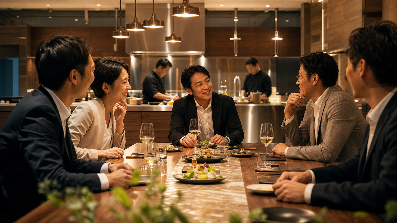 パイロット導入後の会食シーン